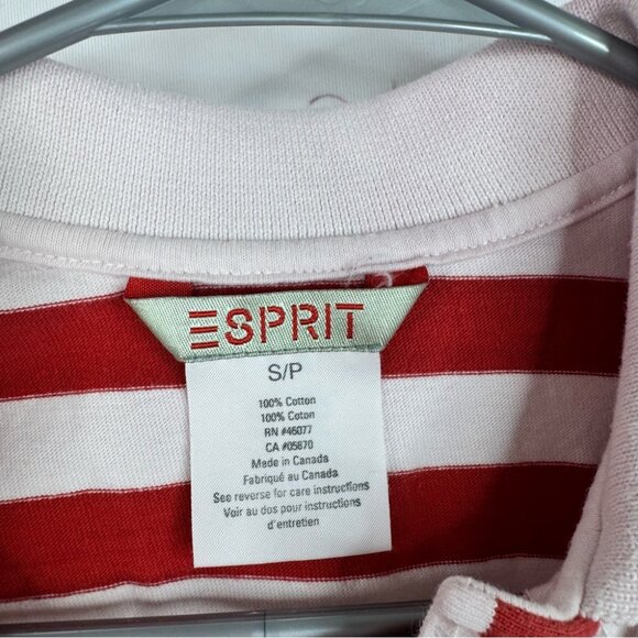 Esprit tank top collared Red white light pink Striped Tank Top button up - Picture 7 of 10